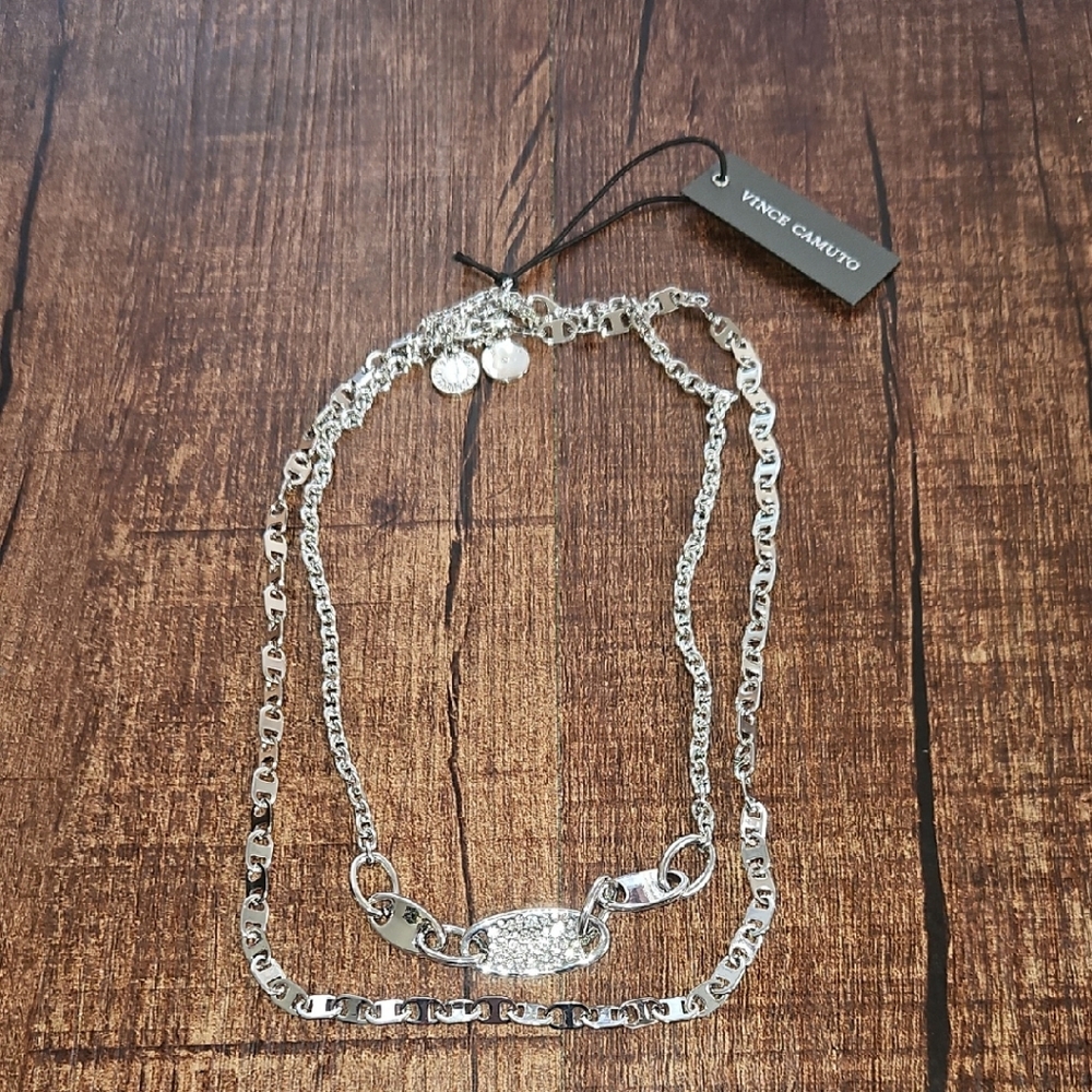 Vince Camuto Edgy Chic Double Chain Silver Necklace